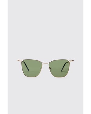 Gold Frame Green Lens Square Sunglasses
