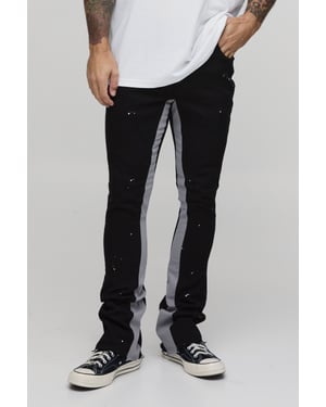 Skinny Stacked Flare Paint Splatter Gusset Trouser