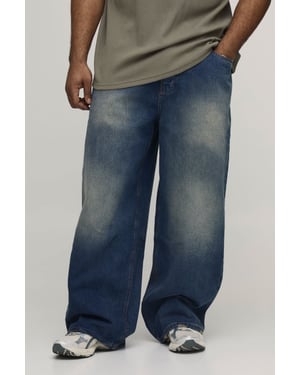 Plus Tinted Washed Relaxed Fit Distressed Jeans