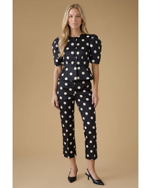 Matte Satin Polka Dot Tailored Top