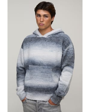 Relaxed Fluffy Ombre Knitted Hoodie