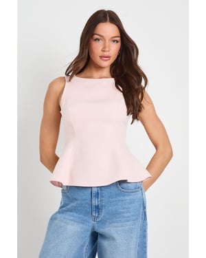 Crepe Tie back Racer Neck Top
