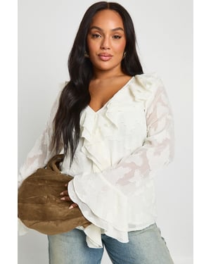 Plus Ruffle Burnout Blouse