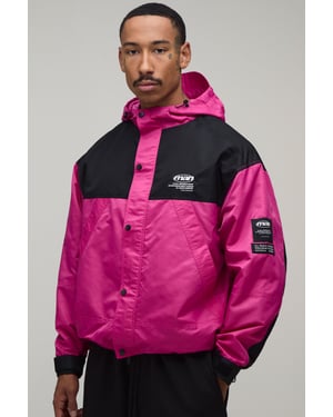 Oversized Nylon Colour Block Hooded Cagoule