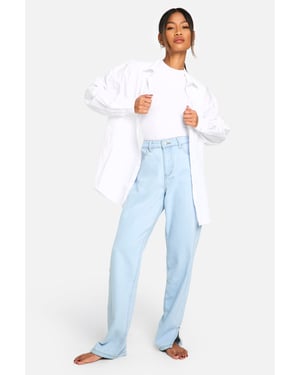 Boohoo Basics High Waisted Split Hem Straight Leg Jeans