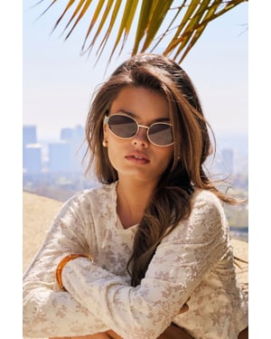 Gold Retro Oval Shape Sunglasses