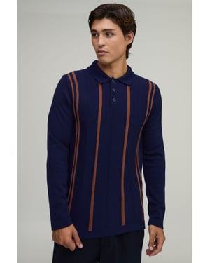Regular Fit Stripe Knitted Long Sleeve Polo