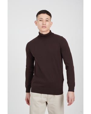 Chocolate 'Hume' Roll Neck Jumper