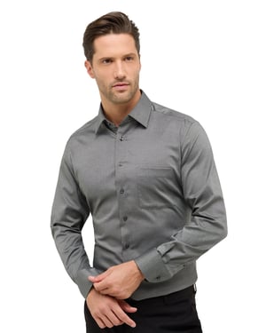 Eterna overhemd print grijs katoen normale fit