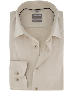 Overhemd Olymp beige wijde fit sem-wide spread boord