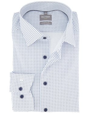 Overhemd Olymp Luxor blauw geprint strijkvrij