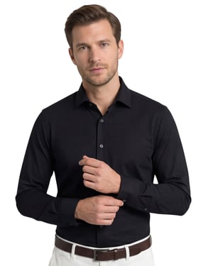 Olymp level five overhemd zwart jersey