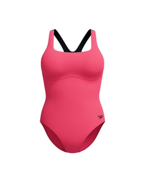 Speedo Womens/Ladies Zip Racer One Piece Swimsuit (Dark Pink)