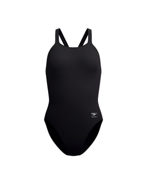 Speedo Womens/Ladies Solid Leaderback One Piece Swimsuit (Black)