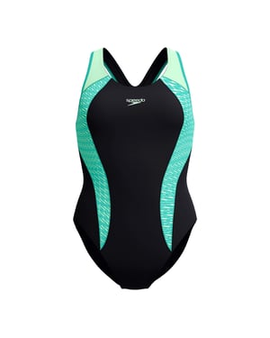 Speedo Womens/Ladies Placement Laneback One Piece Swimsuit (Turquoise)