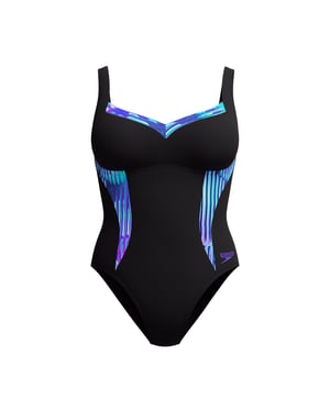 Speedo Womens/Ladies Lunaelustre Printed Shaping One Piece Swimsuit (Blue)
