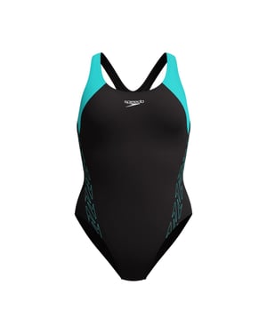 Speedo Womens/Ladies Hyperboom Splice Racerback One Piece Swimsuit (Blue)