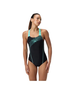 Speedo Womens/Ladies Medley Logo One Piece Swimsuit (Blue)