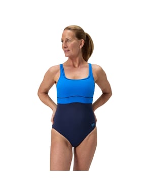 Speedo Womens/Ladies Eclipse Contour Two Tone One Piece Swimsuit (Blue)