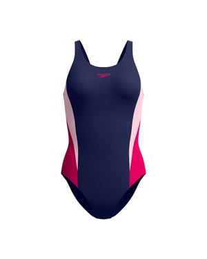 Speedo Womens/Ladies Splice 2.0 Colour Block One Piece Swimsuit (Navy/Pink)