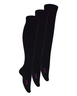 3 Pair Multipack Girls Knee High Bamboo Socks | Sock Snob | Plain Long School Socks for Kids - Black