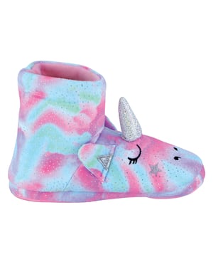Barn 3D Pink Unicorn Slipper Boots | Rainbow Novelty Booties för flickor - Rosa