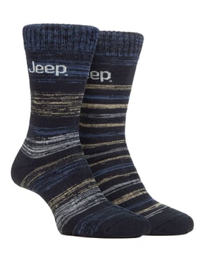 Heren Thermische Wintersokken | Jeep | Dikke Geribbelde Ontwerp Warme Gebreide Boten Sokken | Chunky Prestatie Sokken - Blauw / Marine