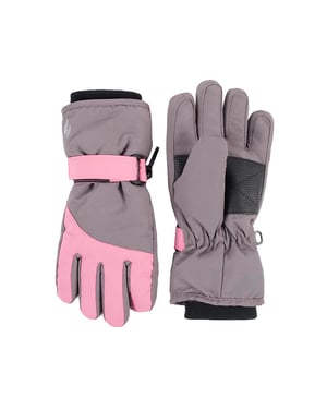 Heat Holders - Barn Pojkar Flickor Vattentäta Fleece Fodrade Vinter Skidhandskar - Rosa / Grå