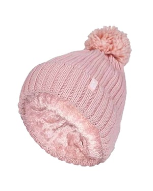 Ladies Ribbed Cuffed Thermal Insulated Winter Pom Pom Bobble Hat