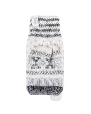 Ladies Warm Fairisle Mönstrade Termiska Fingerlösa Converter Handskar