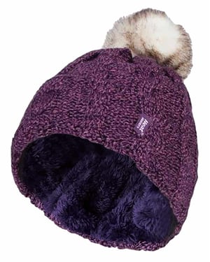Heat Holders - Thermische pomponhoed voor dames - Paars