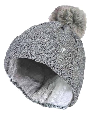 Heat Holders - Thermische pomponhoed voor dames - Lichtgrijs