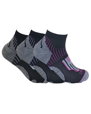 3 Pairs Ladies Anti Sweat Ankle Trainer Sports Socks with Heel Padding