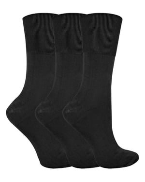 3 Pairs Ladies Anti Odour Loose Wide Top Non Elastic Bamboo Socks
