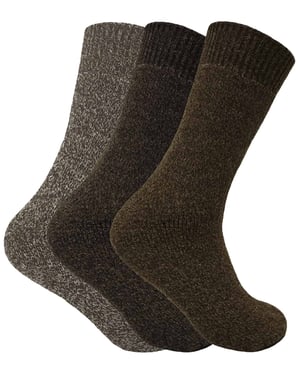 3 paar dikke wandelsokken van thermo wolmix voor heren - Bruin