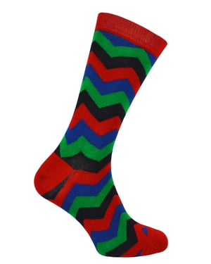 Mr Heron - Mens Bamboo Socks | Novelty Funky Socks | Patterned Argyle Striped Socks | Breathable Soft | Gifts for Him - Zig Zags (Red)