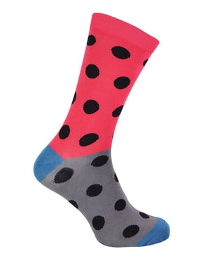 Mr Heron - Mens Bamboo Socks | Novelty Funky Socks | Patterned Argyle Striped Socks | Breathable Soft | Gifts for Him - Spots (Red)