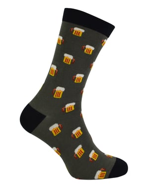Mr Heron - Mens Bamboo Socks | Novelty Funky Socks | Patterned Argyle Striped Socks | Breathable Soft | Gifts for Him - Beer (Grey)