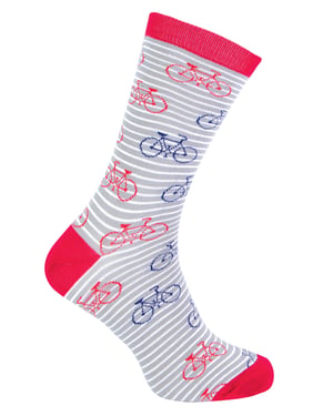 Mr Heron - Mens Bamboo Socks | Novelty Funky Socks | Patterned Argyle Striped Socks | Breathable Soft | Gifts for Him - Bike (Grey)