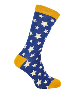Mr Heron - Mens Bamboo Socks | Novelty Funky Socks | Patterned Argyle Striped Socks | Breathable Soft | Gifts for Him - Stars (Navy)