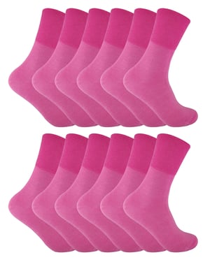 12 stuks sokken zonder elastiek thermo diabetessokken voor dames - Roze