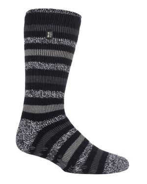 Heat Holders Mens Twist Stripe Patterned Fleece Lined Slipper Socks