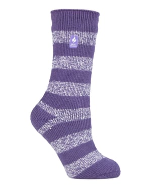 Heat Holders Dames Dikke Warme Thermische Sokken - Mulberry Purple / Wit (Tuscuny)