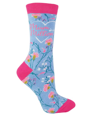 Miss Sparrow - Mammasockor för damer | Bambusockor med blommönster | Mjuka strumpor som andas | Gåvor till mors dag - Mammasockor (Blå)
