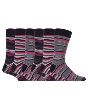 Mens 6 pack colourful striped patterned dress cotton socks in 7 styles