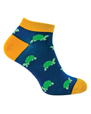 Mens Bamboo Trainer Socks | Mr Heron | Animal Themed Breathable Low Cut Sneaker Socks - Turtles (Navy)