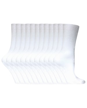 Vanliga bomullsstrumpor för damer | 12 par Multipack | Sock Snob | Tunna bekväma färgglada ankelstrumpor för damer - Vit