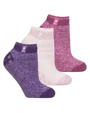 Värmehållare - 3 par multipack damsockor med fotledsskor och gripklor - Pisa 2