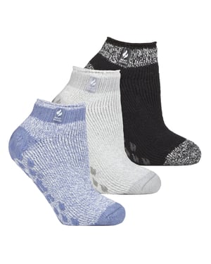 Värmehållare - 3 par multipack damsockor med fotledsskor med gripklor - Pisa 1
