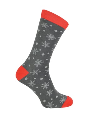 Mr Heron - Mens Christmas Socks | Novelty Bamboo Socks | Ruldoph & Santa Patterned Socks | Gift for Him - Snowflakes (Grey)